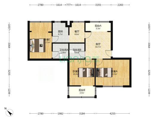 长江西路二段19号 3室2厅2卫 89平方