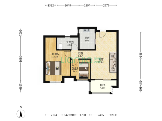 融泽府南区 2室1厅1卫 71平方