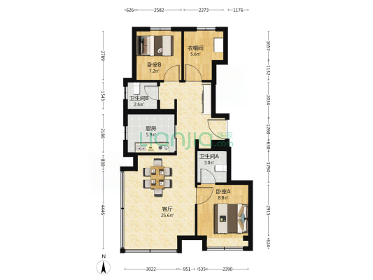 合生me悦南区 2室1厅2卫 94平方