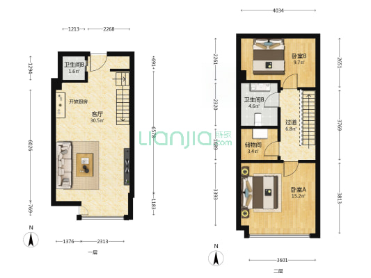 悦廷mini悦 2室1厅2卫 56平方