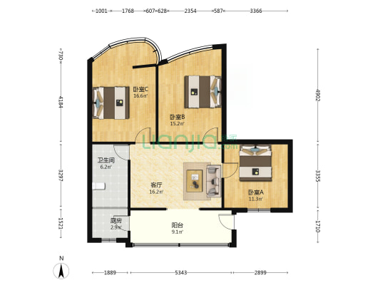 棠湖东路一段52号 3室1厅1卫 92平方