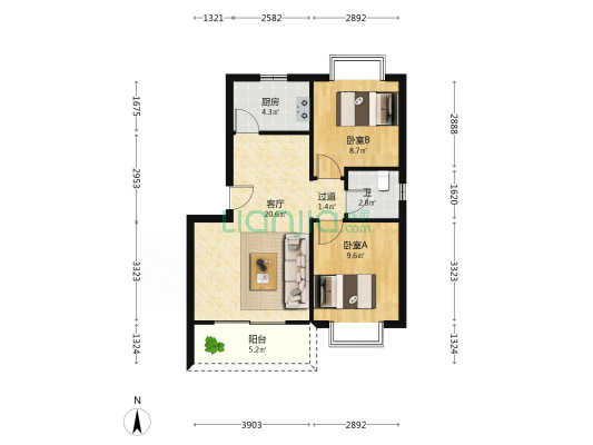 四公里街394号 2室1厅1卫 54平方