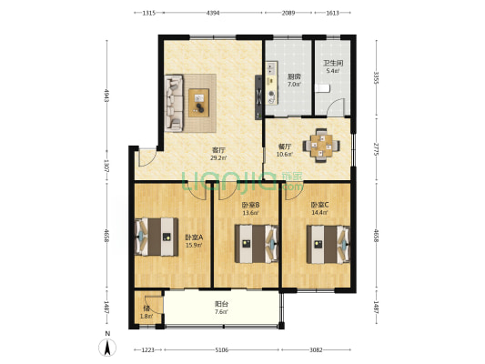 种子管理站小区 3室2厅1卫 127平方