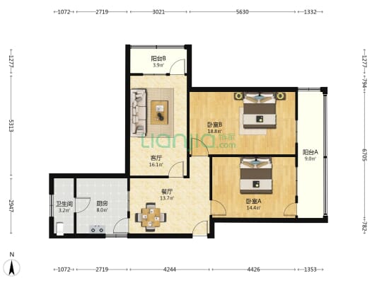 筑东巷3号 2室2厅1卫 106平方