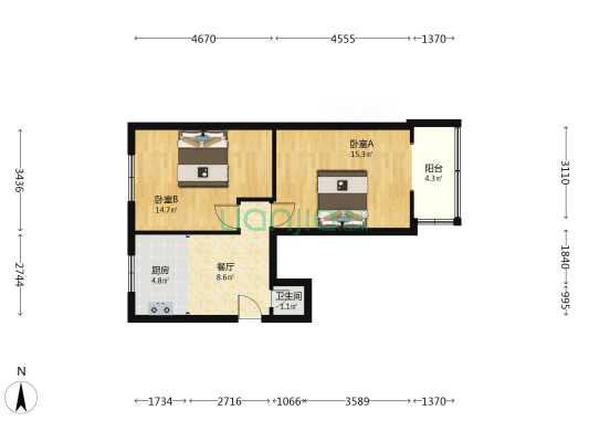 前进路7号院 2室1厅1卫 60平方