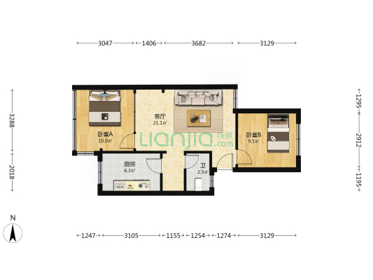 兰水小区(七里河北街) 2室1厅1卫 67平方