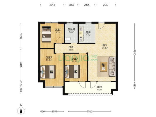 博裕学苑 3室1厅1卫 110平方