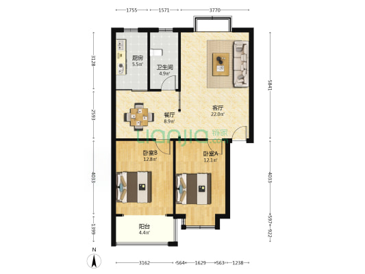 文澜阁 2室2厅1卫 89平方