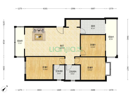 成都农业科技职业学院柳城小区392号 3室1厅2卫 126平方