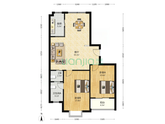 芦莘大道362号 2室1厅2卫 106平方