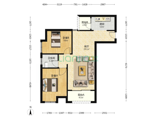 瑞璟阅湾 2室1厅1卫 82平方