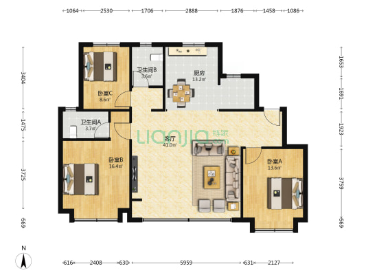 滨城嘉合 3室1厅2卫 127平方