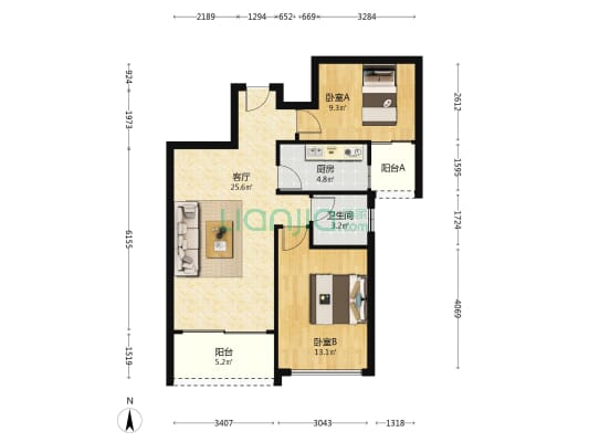 合生时代城 2室1厅1卫 79平方