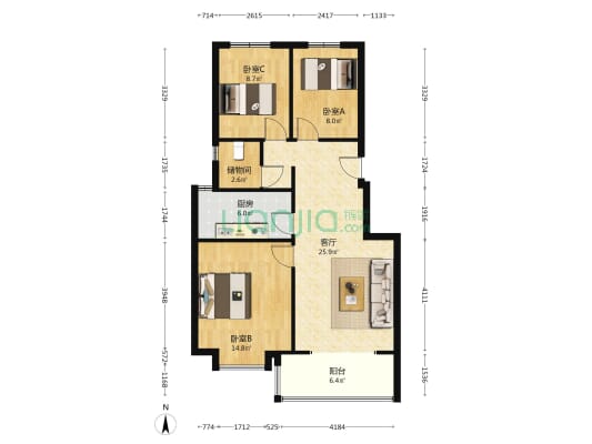 金域华府 3室1厅0卫 93平方