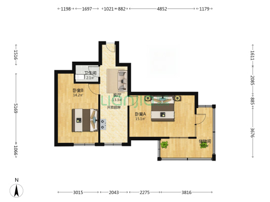 德厚里 2室1厅1卫 60平方