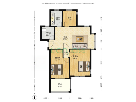 南湖星辰湾二期 3室1厅1卫 95平方