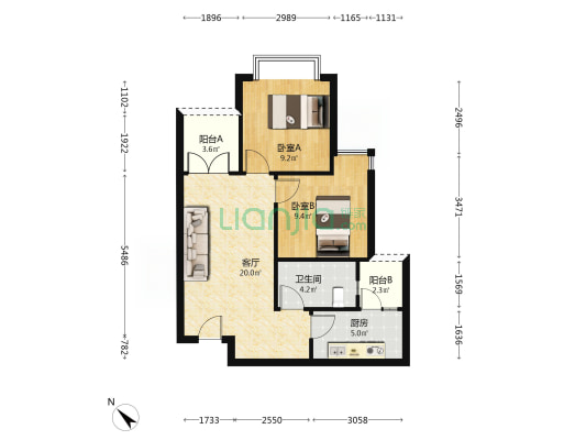 恒大云湖上郡御龙台四组团(7.3) 2室1厅1卫 70平方