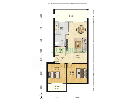 成飞152小区 2室1厅1卫 81平方
