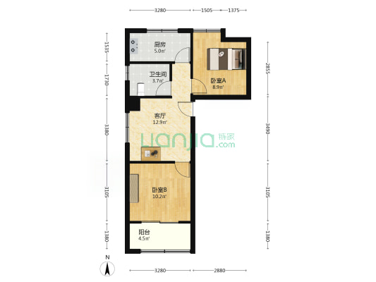 锦书苑 2室1厅1卫 64平方