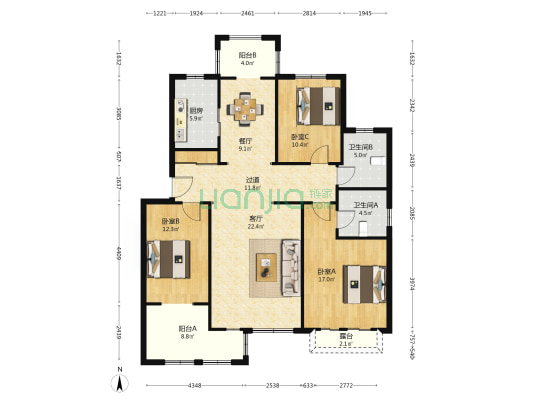 塞维阳光(静海) 3室2厅2卫 142平方