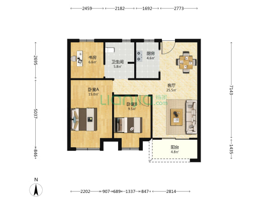 世茂十里星河 3室1厅1卫 98平方
