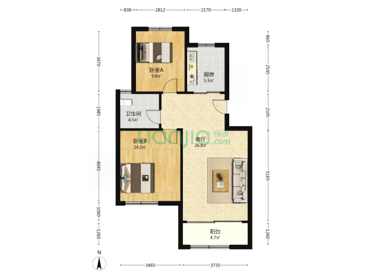 上庄社区西区 2室1厅1卫 82平方