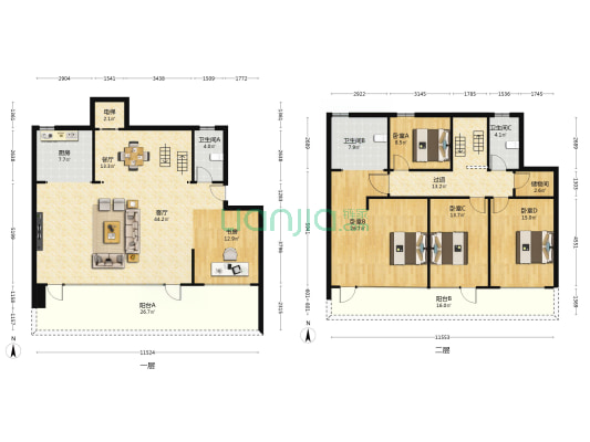 招商央玺 5室2厅3卫 229平方