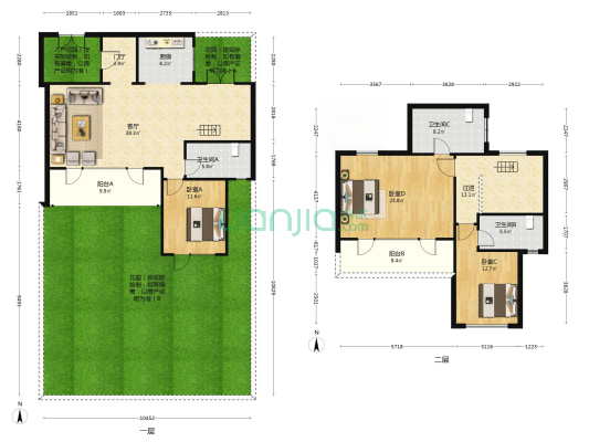 融创桃源府(合院) 3室1厅3卫 122平方