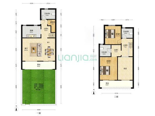 绿地新里里尔公馆 2室1厅3卫 116平方