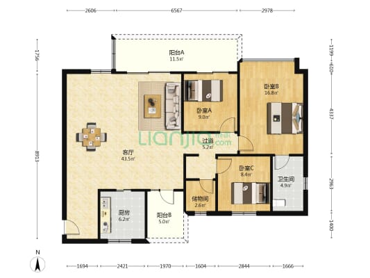 云樾名邸 3室1厅1卫 132平方
