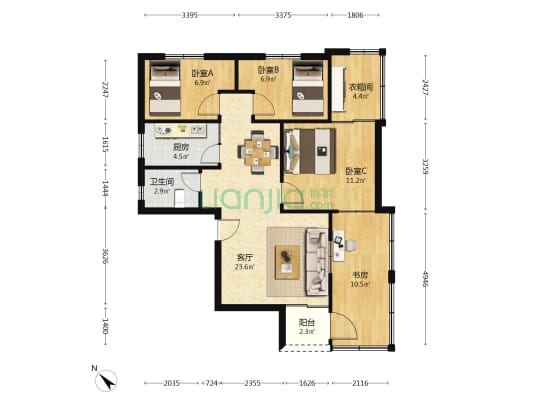 文卫楼 4室1厅1卫 80平方