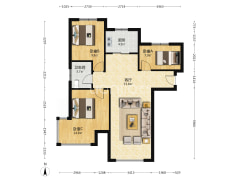 狮子城精装三居室  转角飘窗  采光视野好-涿州K2狮子城南区户型图