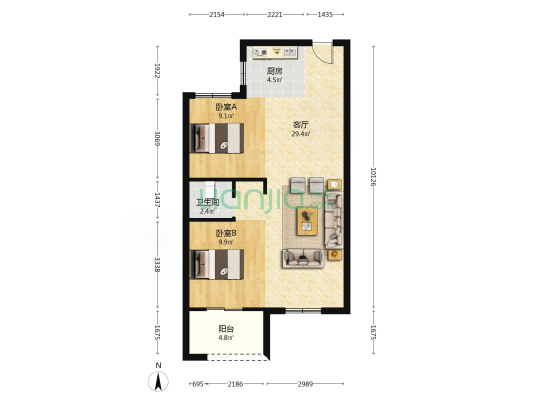 榕华里 2室1厅1卫 75平方
