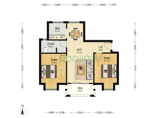利民三园 2室1厅1卫 97平方
