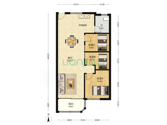 市东上路 3室1厅1卫 89平方
