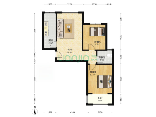 中州城芙蓉园 2室1厅1卫 89平方