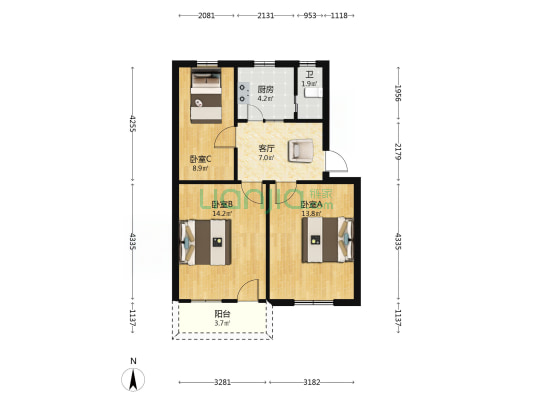 师大新村 3室1厅1卫 67平方