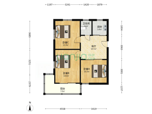 公正村 3室1厅1卫 71平方