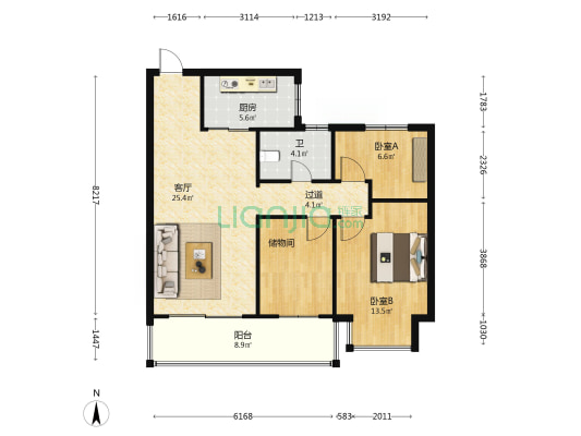 恒大悦珑湾二期 2室1厅1卫 101平方
