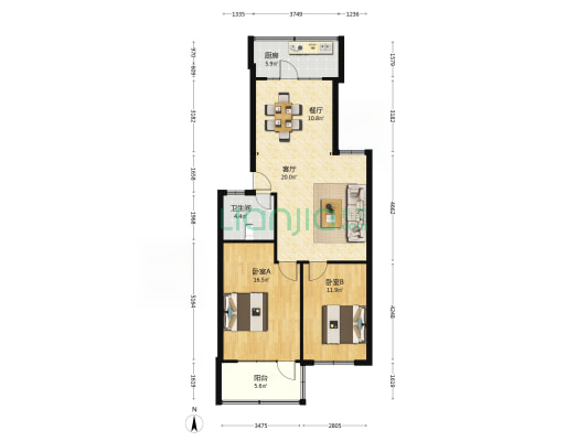 千佛山西路9-1号 2室2厅1卫 86平方