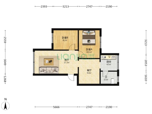 沙冲南路196号 2室2厅1卫 65平方