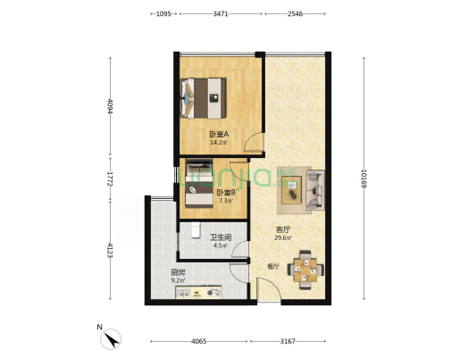 北京街 2室1厅1卫 84平方