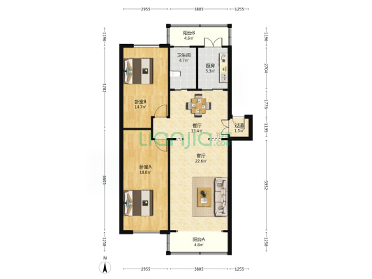 丰乐一区 2室2厅1卫 109平方