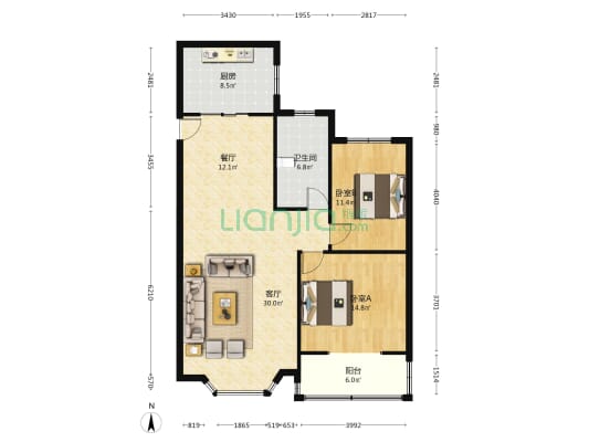 体育新村 2室2厅1卫 102平方