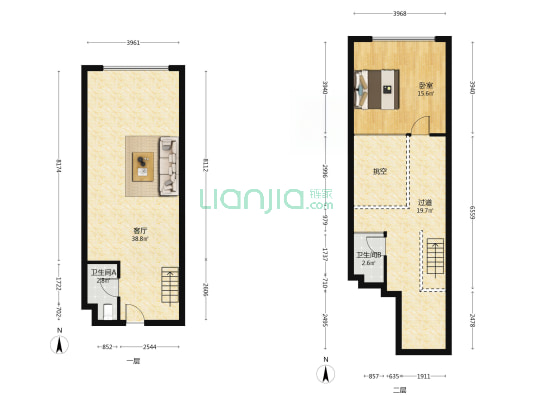 湖畔克拉公馆 1室1厅2卫 63平方