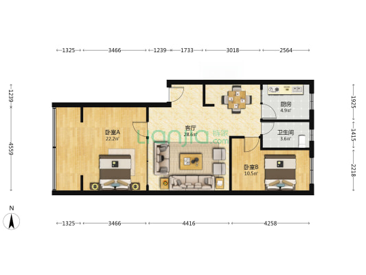 兰州物资供应站家属院 2室1厅1卫 82平方
