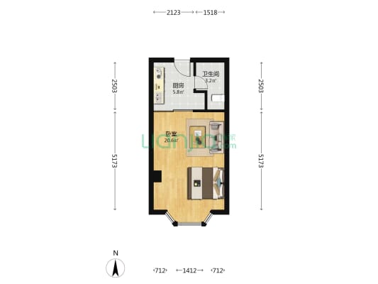泰时三湘金地 1室0厅1卫 40平方