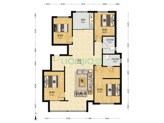 融创御湖宸院 4室1厅2卫 149平方