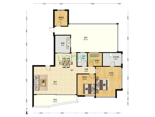 崇峰壹号院 3室1厅2卫 178平方