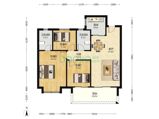 伊水湾花苑 3室1厅2卫 113平方